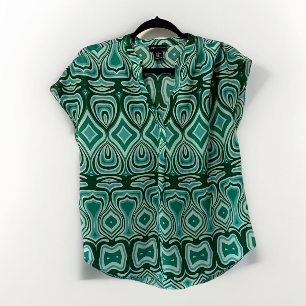 JNY Mod Green Button Up‎ Size X Small Oversized Cabi Look Like